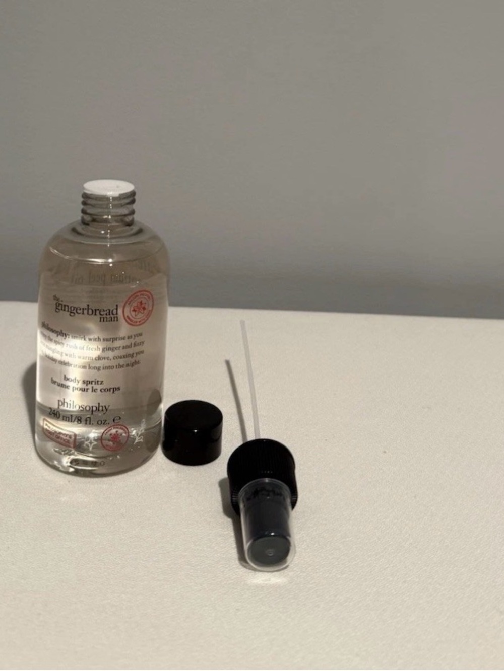 Philosophy Gingerbread Body Spritz - Clear Bottle with Black Spray Cap